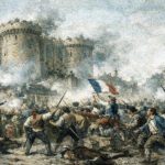 Multitud parisina armada frente a la Bastilla durante la Revolución Francesa en 1789